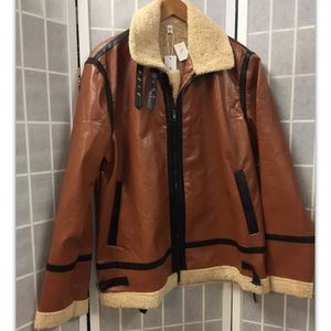 OC Order Plus, men, jacket, brown, faux sheepskin, new with tags, size XL.: